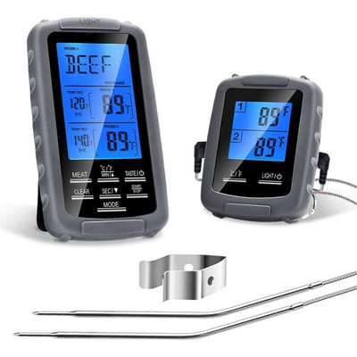 Voedsel Koken Dubbele Sonde Thermometer voor BBQ Smoker Grill Oven Direct Afleesbare Vleesthermometer black