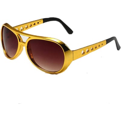 Hoge Kwaliteit Nieuwe Ronde Zonnebril Mode Mannen Hip Hop Bril Gouden Zonnebril Vrouwen Dubbele Balk Brillen Vintage Zonnebrillen Gold brown