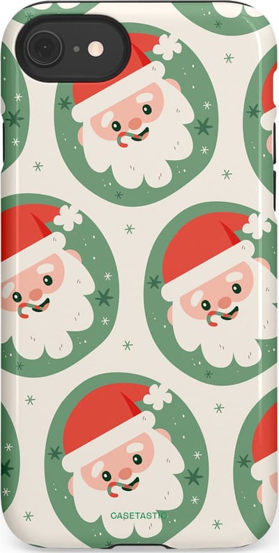 Casetastic hoesje geschikt voor Apple iPhone SE / Apple iPhone 7 / Apple iPhone 8 - Dubbellaagse bescherming - Zuurstok Groen Witte Kerstman - Fashion Case - Wit Saliegroen Crème Terracotta