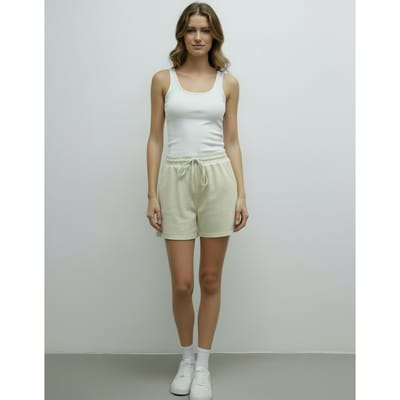 Stenen elastische korte broek met hoge taille