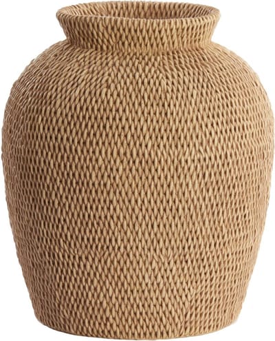 Light & Living Vaas Vedella - Bruin - Ø26cm - Synthetisch-Kunststof - Modern - Bloemenvaas - Woondecoratie - Decoratieve vaas voor woonkamer of slaapkamer