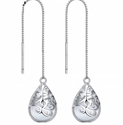 lange oorbellen -Charlize - Zilver -Wit -filigraan- Charme Bijoux