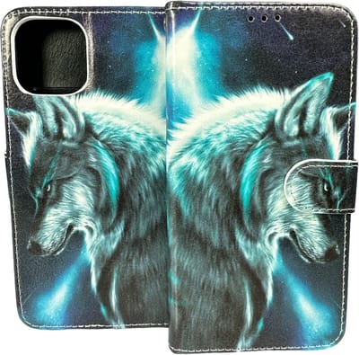 Portemonnee Book Case Hoesje Geschikt voor: iPhone 14 - Wolf Print