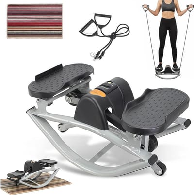 Fitness Stepper - Mini Hometrainer - Low-impact Training - Zijwaartse Schommeling - 50 x 25 x 25 cm - Zwart