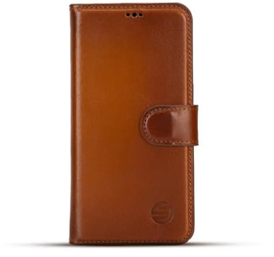 Hoesje geschikt voor Apple iPhone 17 Hoesje Leder - Solidenz Moda Bookcase Leder - Echt leer - Telefoonhoesje Met Pasjeshouder - Top Grain Leather Case - Bruin