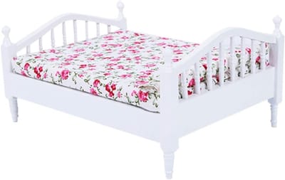 Poppenhuis Bed - Miniatuur Meubel - Fantasie Spelen - Authentiek Detail - 1/12 Schaal - Wit