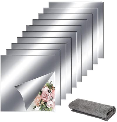 Dailygoods- Spiegelfolie Zelfklevend - Plakspiegel - Wandspiegel - Flexibele Spiegel - 10 Stuks - 20 x 20 Cm - Spiegeltegels