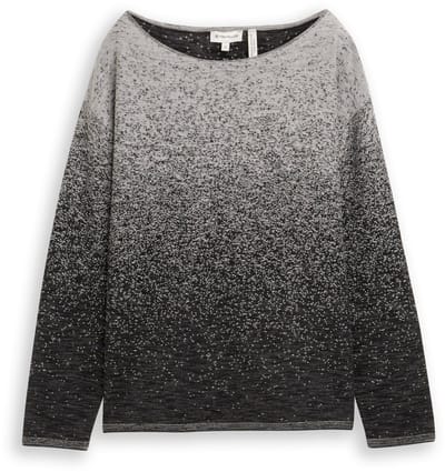 Tom Tailor - Losvallende gebreide trui met kleurverloop - Maat L - black grey degrade design