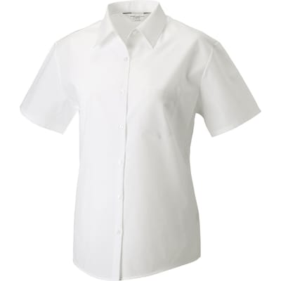 Russell Collection Dames/Dames Poplin Easy-Care Overhemd met Korte Mouwen (Wit)