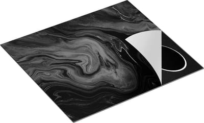 Chefcare Inductie Beschermer Abstracte Kunst - Zwart Wit - 60x50 cm - Afdekplaat Inductie - Kookplaat Beschermer - Inductie Mat