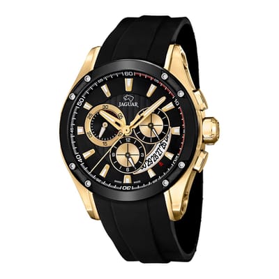 Jaguar J691/2 Heren Horloge - Saffierglas - 14K Goud (geel)/Leer - Goudkleurig/Rosé goudkleurig - Ø 45 mm - Quartz - Gesp - 10 ATM (zwemmen)