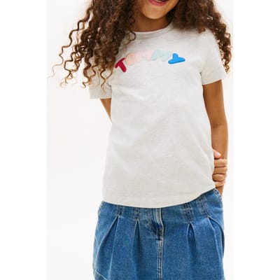 Tommy Hilfiger Girls Tommy Puff Print Tee Light Grey Heather Größe: 6 | T-Shirts Outlet | kids | Grau