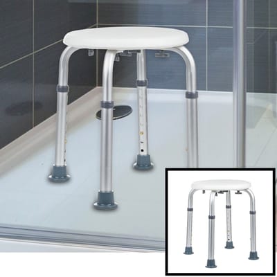 Douchekrukje in hoogte verstelbaar - Diameter zitting: 33.5 cm - Douche Krukje Kunststof - Met Anti Slip pootjes