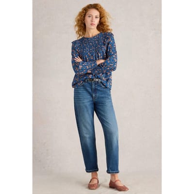 White Stuff Sylvie Top Blue Print Größe: 10 | Longsleeves Outlet | Damen | Blau