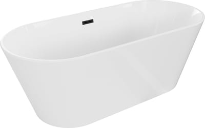 Mexen Flavia vrijstaande badkuip 150 x 75 , wit, zwarte overloop - 54031507500-70