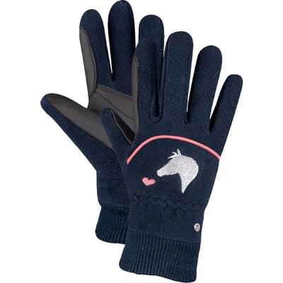 ELT FLEECE KINDER RIJHANDSCHOEN LUCKY GISELLE Donkerblauw-zwart