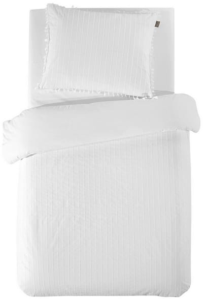 LINNICK Dekbedovertrek Katoen Renforcé Estina - White - Dekbedovertrek 140x200/220cm - 100% Katoen - Eenpersoons - Dekbedovertrekken - Effen Dekbedovertrek