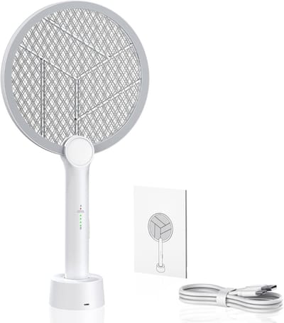 AHD® Elektrische Vliegenmepper - Electrische Vliegenmepper - Oplaadbare Vliegenmepper - Wit - 44cm x 5cm x 24cm
