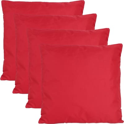Anna's collection Buiten of tuin sier kussens - 4x - rood - 45 x 45 cm - binnen/buiten - zitkussens tuinbank