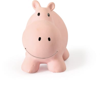 TIKIRI Mijn Eerste Safaridiertje - Hippo - In Natuurlijk Rubber - Met Belletje - 0 Jaar
