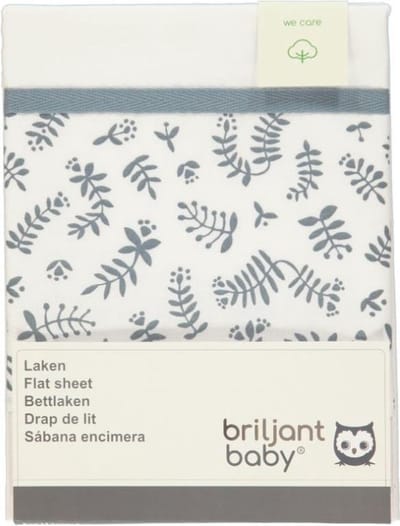 Briljant Baby - Wieglaken - Botanical Organic - Blauw Grijs - 75 x 100 cm - 100% organisch katoen