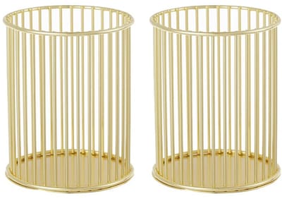 Dailygoody - Potloodhouder - Ronde metalen penhouder - Goud - Make-upkwast opbergmand - Organiseer je pennen - Geschikt voor bureau en badkamer