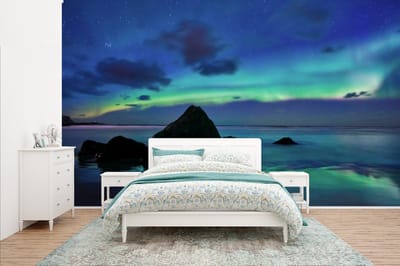 Behang - Fotobehang Lucht - Landschap - Aurora - Breedte 400 cm x hoogte 240 cm