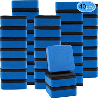 Whiteboard Wisser - Bordwisser - Whiteboard Wisser - Magnetisch - afwasbaar en herbruikbaar - voor kinderen en volwassenen - 40 Stuks - Blauw