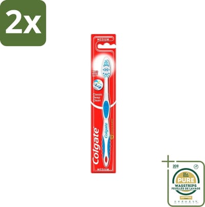 Colgate - Tandenborstel - Classic Deep Clean Medium - 1 Tandenborstel - Voordeelverpakking - 2 stuks - Diepe reiniging - Tandenpoets