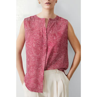 French Connection Bernice Slvless Henley Tank Sea Pink Size: 6 | Tanks &amp; Camis Outlet | Dames | Roze