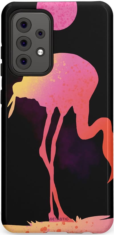 Casetastic Hoesje Geschikt voor Samsung A52 (4G/5G/s) - Stijlvolle Beschermende Duo-layer Case - Silhouet Flamingo