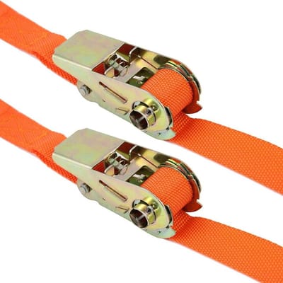 Spanbanden Set - Bevestigingsbanden Ratel - Zaken Vastzetten - Zwaar Gelegeerd Staal - 2x 25mm x 5m - Zwart Rood