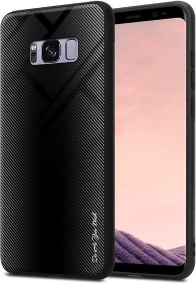 Cadorabo Hoesje geschikt voor Samsung Galaxy S8 PLUS in OPAAL ZWART - Beschermhoes gemaakt van TPU silicone Case Cover en achterkant van gehard glas