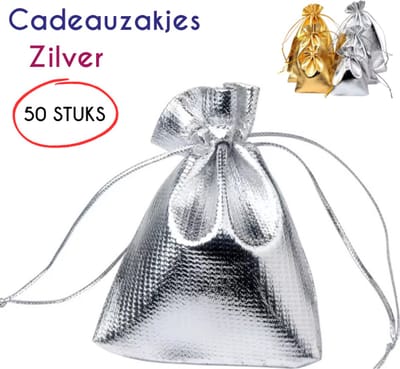 S4D® - Cadeauverpakkingen - Luxe Cadeauzakjes - Geschenkzakjes - uitdeelzakjes - 50 STUKS! - 10x15 CM - Zilver - Maak Van Ieder Cadeau Een Waar Kunstwerk