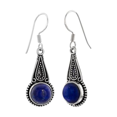 WeLoveSilver - zilveren oorhangers - druppelvorm - lapis lazuli