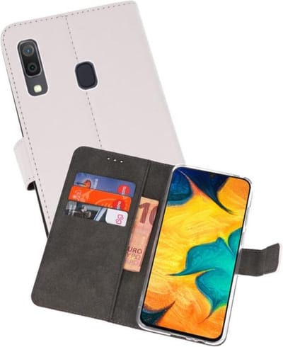 Booktype Telefoonhoesjes - Bookcase Hoesje - Wallet Case - Geschikt voor Samsung Galaxy A30 - Wit