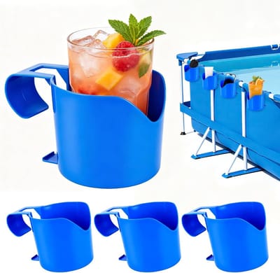 Poolside drankhouders voor zwembad, 4 stuks, van kunststof, bierboxkoeler, zwembad voor zwembaden, waterbekers, hanghouder, zwembadaccessoires voor zwembad, opzetzwembad