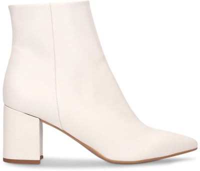 Manfield - Dames - Witte leren enkellaarsjes met hak - Maat 36