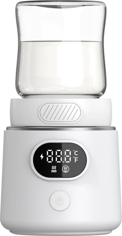 Evite Draagbare Flessenwarmer Slim - Oplaadbaar - Flessenwarmer Onderweg - BPA Vrij - 6 Adapters en 4 Standen - USB-C - Wit