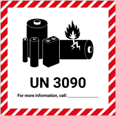UN 3090 batterij sticker | 10 x 10 cm