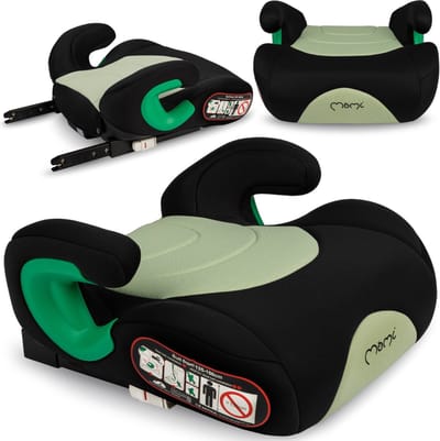 MoMi VENKO Boosterzitje met ISOFIX - Autostoelverhoger 135-150 cm - UN R129 - Tot 36 kg - Groente