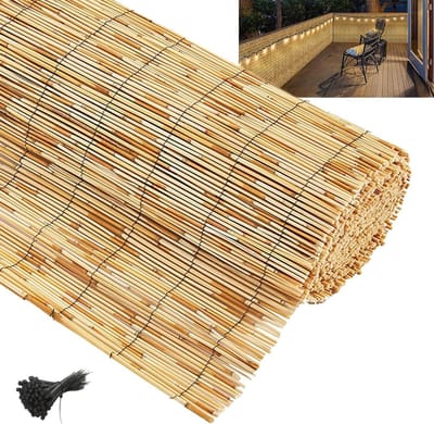 Natuurlijk Riet Scherm - Tuinscherm Privacyhoes - Balkon Verfraaien - UV-bestendig Waterdicht - Eenvoudig te Installeren - Natuurlijk