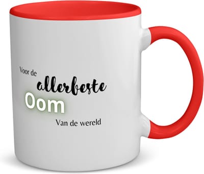 Akyol - voor de allerbeste oom van de wereld koffiemok - theemok - rood - Oom - de beste oom - verjaardagscadeau - verjaardag - cadeau - cadeautje voor oom - oom artikelen - kado - geschenk - gift - 350 ML inhoud