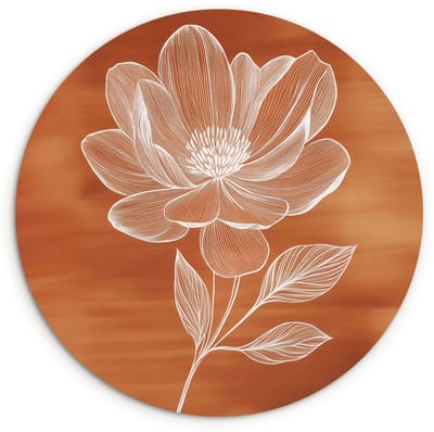 WallCircle® Wandcirkel 150x150 cm - Muurcirkel Bloem - Minimalistisch - Wit - Muurdecoratie woonkamer - Wanddecoratie slaapkamer - Kamer decoratie accessoires - Ronde schilderijen