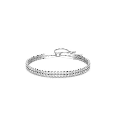 Swarovski Subtiel Klassiek Volledig Bezette Dubbele Ketting Verstelbare Armband Damesarmband Wit-Goud 5221397 Box (Random Color) white