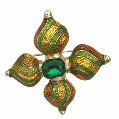 Broche-Groen-Goudkleurig 3.5 cm- Charme Bijoux