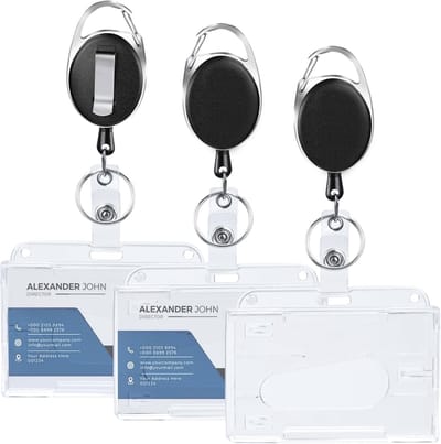 Set van 3 Uitschuifbare Kaarthouders met ID/Badge Houder Transparant