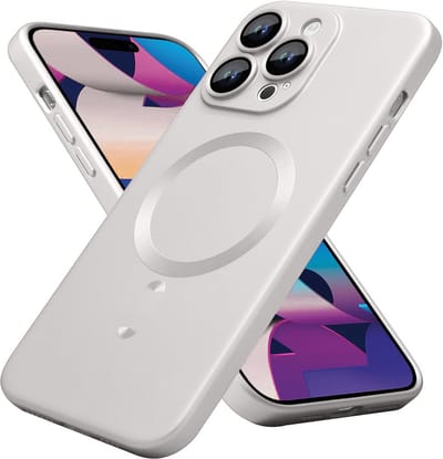 Casemania Hoesje Geschikt voor Apple iPhone 16 Pro - Matte Siliconen Back Cover - Geschikt voor MagSafe - Zilver