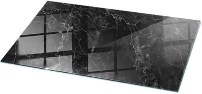 Tulup Tafelblad Glas - Marmerpatroon Met Aderen Glazen Tafelblad - 100 cm x 50 cm - Zwart Glazen Plaat - Rechthoekig Tafelblad Glas - Gehard Glazen Tafelblad Voor de Eettafel in de Eetkamer - Veiligheidsglas