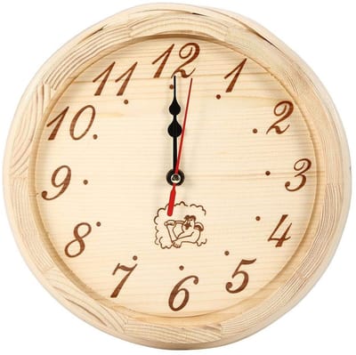 SnelShoppen - Sauna Klok 23cm Hout Wandklok Hoge Temperatuur Weerstand voor Sauna Kamer Thuis Kantoor Gebruik